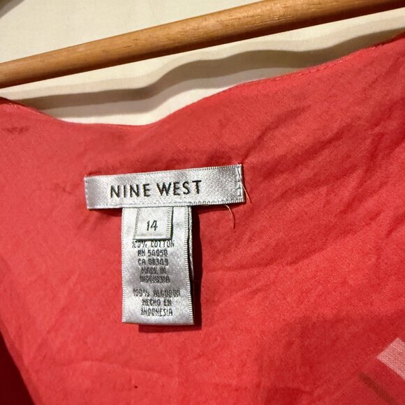 Light & breezy, Flouncy Double-layered Diagonal Plaid Nine West Blouse S 14 - Picture 2 of 9